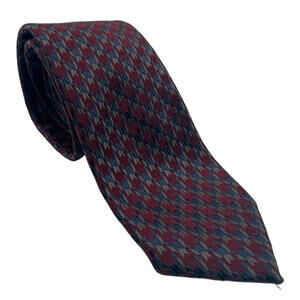 Z Zegna Houndstooth Slim Neck Tie Burgundy Poly Blend  2.5" x 58"